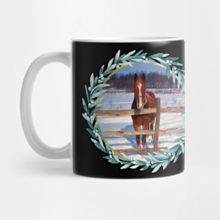 Horse Photo in Christmas Wreath Mug